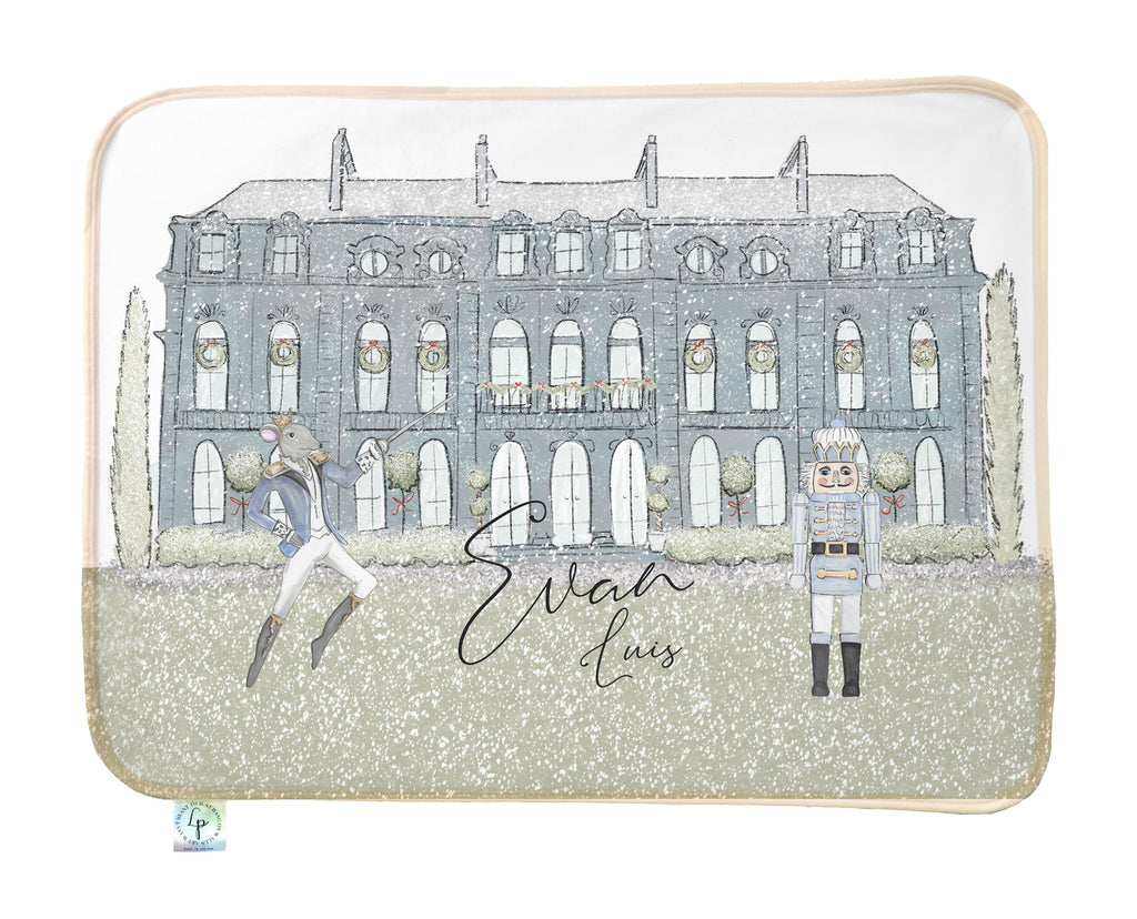 Parisian Christmas Blue Personalized Blanket