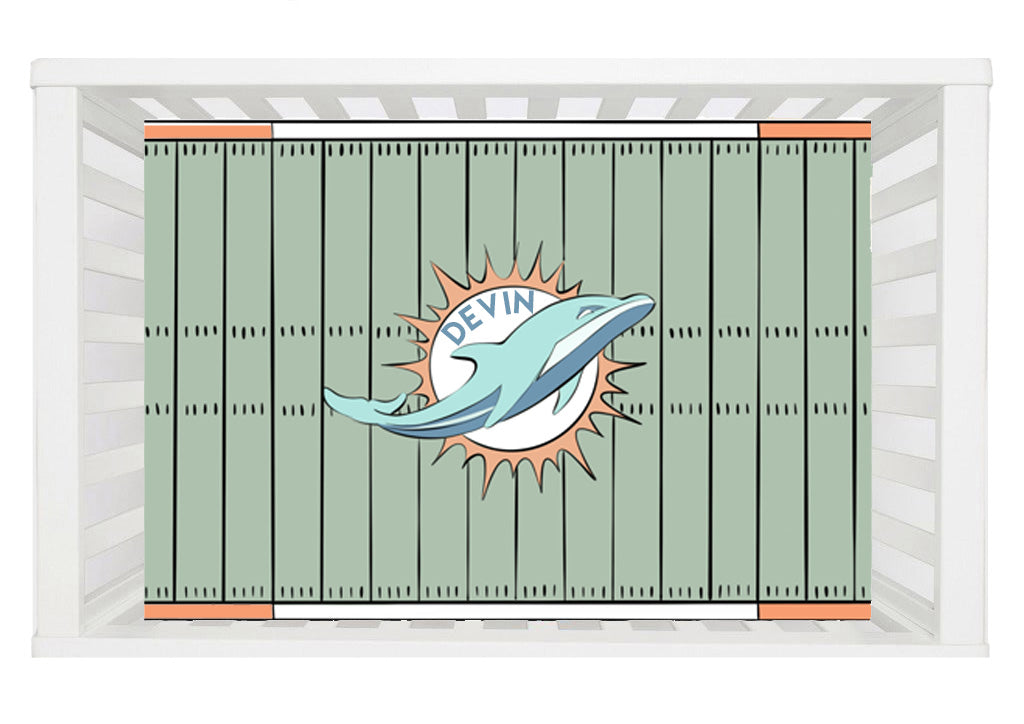 Miami Big Fin Field Personalized Crib Sheet