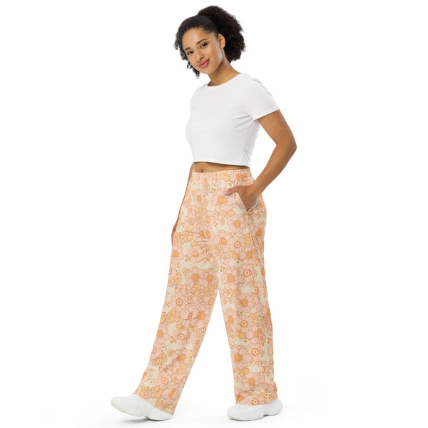 Groovy Bloom Mommy and Me unisex wide-leg pants