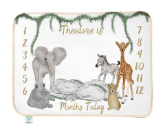 Safari Party Milestone blanket