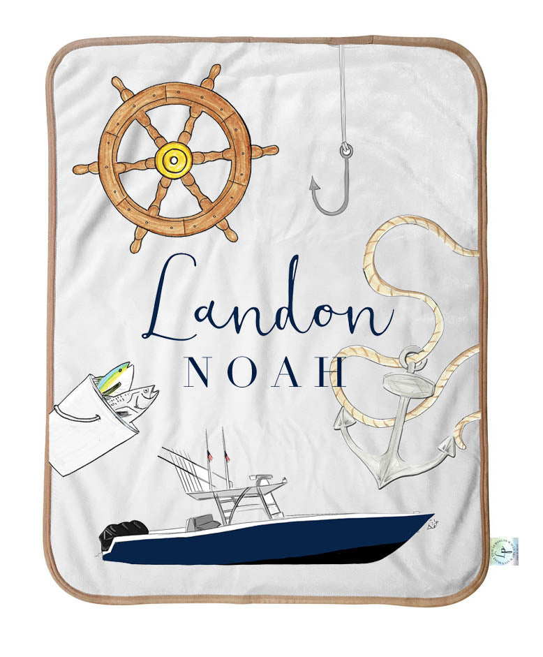 Nautical baby boy blanket